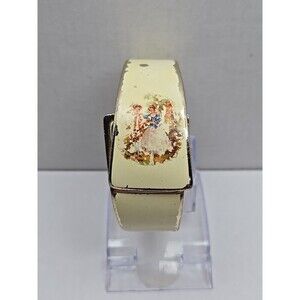 Vintage Medana Fantasia Hidden Dial Cuff Bracelet Watch Manual Wind Cream Enamel